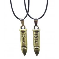 MJ006 - Engraved Bullet Stainless Steel Pendant Necklace